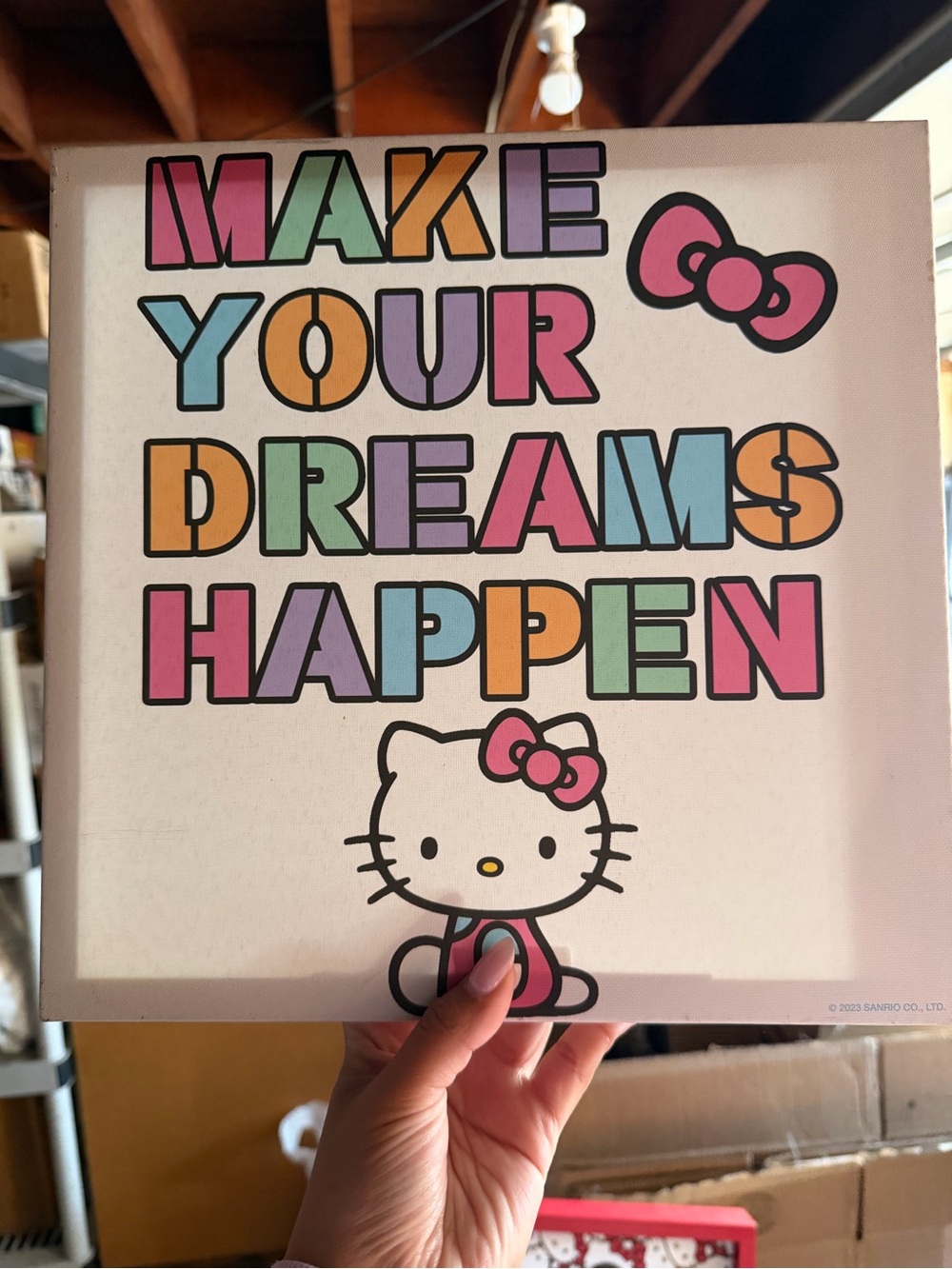 Hello Kitty Pastel Rainbow 'Make Your Dreams Happen' Wall Art